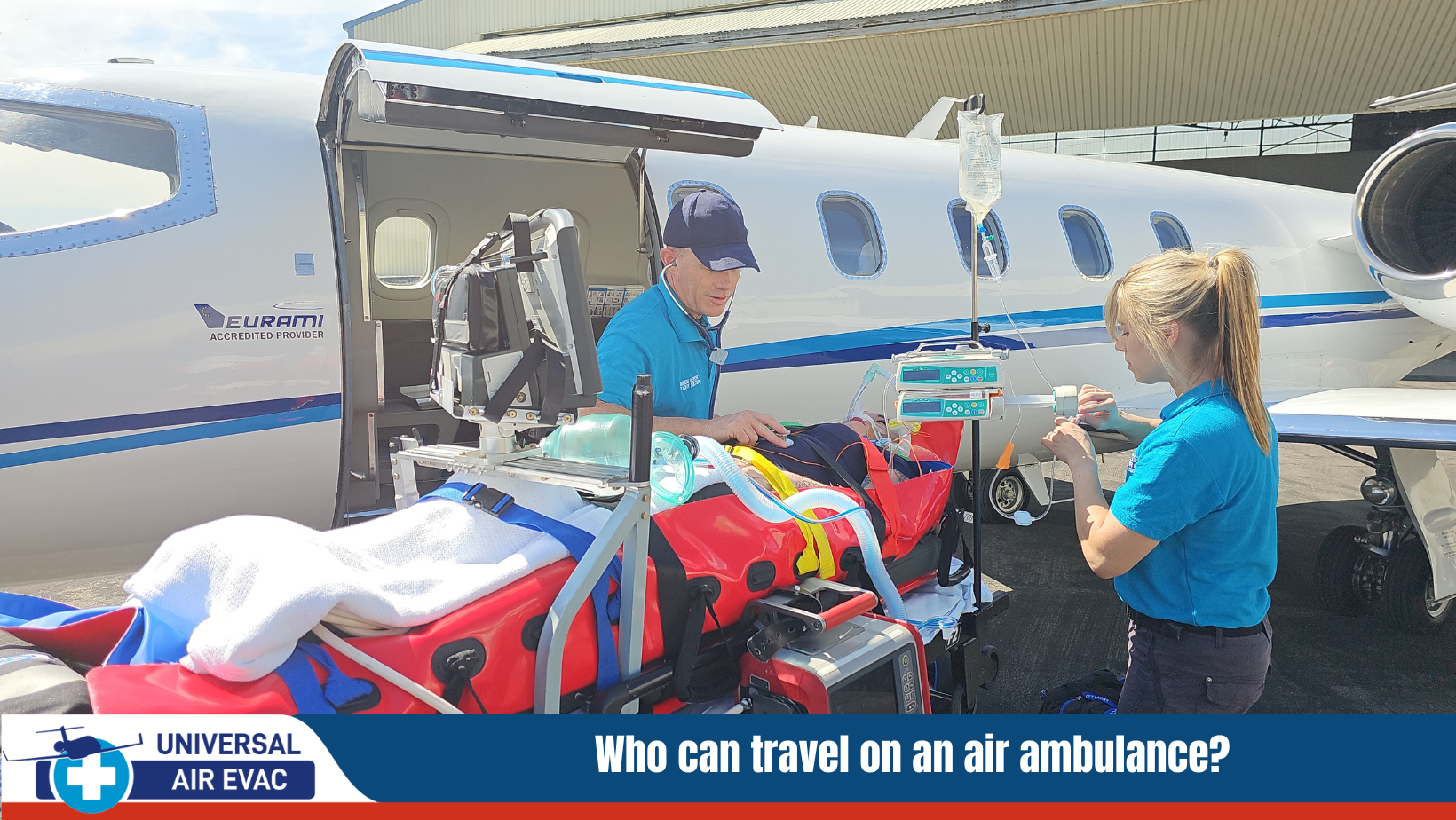 Who can travel on an air ambulance